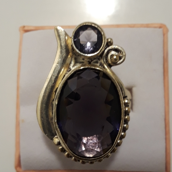 925 stamped amethyst ring size 8 - Picture 1 of 4